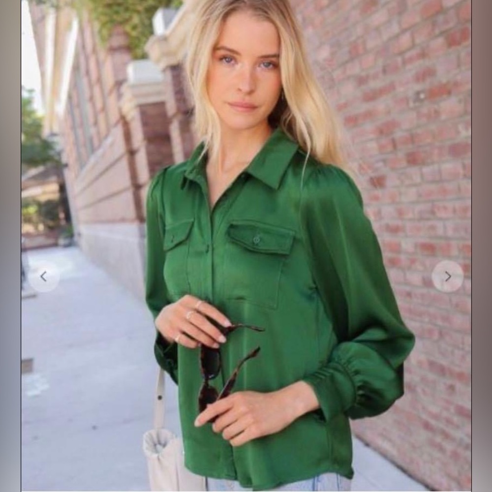 New Green Silky Top